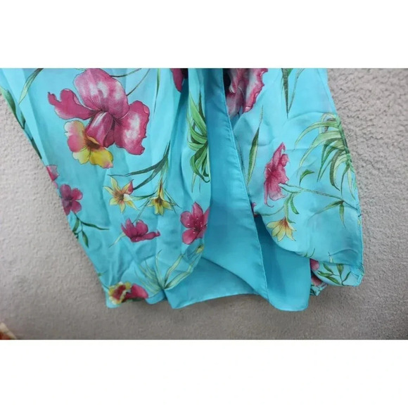 Talbots Floral Ruched Faux Wrap Maxi Dress-Size 16-Chiffon-Back Zip - Picture 5 of 10